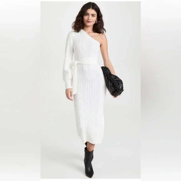 Moon River | Dresses | Moon River Cable Knit One Shoulder Dress With Tie  Waist | Poshmark